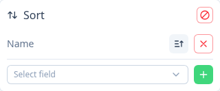 Configured sorting popover