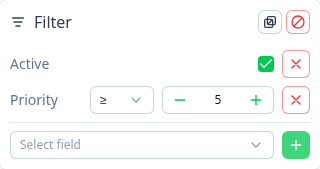 Configured filtering popover